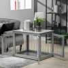 PawHut Dog Crate End Table with Three Doors, Furniture Style Dog Crate with Interchanged Side Door, for Medium Dogs, Indoor Use w/ Locks and Latches - Grey