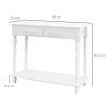 HOMCOM Console Table Modern Sofa Side Desk with Storage Shelves Drawers for Living Room Entryway Bedroom White
