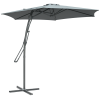 Outsunny 3m Cantilever Parasol with Easy Lever, Patio Umbrella with Crank Handle, Cross Base and 6 Metal Ribs, Outdoor Sun Shades for Garden, Grey