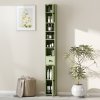 kleankin 180cm Tall Bathroom Cabinet, Slim Bathroom Storage Cabinet with 4 Open Shelves, 2 Door Cupboards and Adjustable Shelves, Green