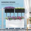 Outsunny Set of 2 Hanging Flower Boxes, 50 cm Long, Rattan Look Flower Pot with Drainage Holes and Hooks, Railing Box for Fence Balcony Garden