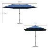Outsunny 4.6m Garden Parasol Double-Sided Sun Umbrella Patio Market Shelter Canopy Shade Outdoor with Cross Base - Blue