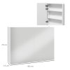 kleankin LED Lighted Bathroom Mirror Cabinet, Wall Mounted Bathroom Storage Cupboard with Adjustable Shelf, USB Powered, 90W x 15D x 70Hcm, High Gloss White