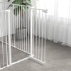 PawHut 2 in 1 Multifunctional Dog Pen, Safety Pet Gate, 6 Panels Dog Playpen with Double-Locking Door, Foldable Dog Barrier for Medium Dogs, 90Hcm - White