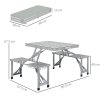 Outsunny Folding Picnic Table with 4 Seats and Umbrella Hole, Aluminium Frame Portable Camping Table Set for Patio, Porch, Garden, Grey