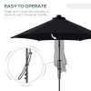 Outsunny 3(m) Cantilever Parasol with Solar LED and Easy Lever, Garden Parasol Umbrella with Cross Base and Waterproof Cover, Outdoor Sun Shades, Black