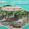 Outsunny 4.6m Large Garden Parasol Double-Sided Sun Umbrella Patio Market Canopy Shade Outdoor Beige- NO BASE