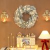 HOMCOM 60cm/ 24inch Prelit Christmas Wreath with 35 Warm White LED Lights, Timer, Battery Operated, Flocked Winter Door Wreath with All Realistic Branches, Silver Tone Glitter for Home Decorations