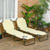 Outsunny Folding Sun Loungers Set of 2, Outdoor Day Bed with 5-Position Adjustable Backrest, Portable Recliner Garden Chairs with Breathable Mesh for Beach, Patio, Beige
