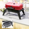 Outsunny Charcoal Barbecue Grill Folding BBQ Grill with 1232 cm? Cooking Area, Adjustable Vent, Thermometer, Handles for Camping Picnic, Red