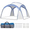 Outsunny 3.5 x 3.5M 6-8 Person Camping Gazebo, Outdoor Event Shelter Dome Tent Garden Sun Shelter Patio Spire Arc Pavilion Camp Sun Shade, Light Blue