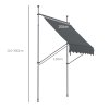Outsunny 2 x 1.2m Free Standing Retractable Awning, Non-Screw Patio Sun Shade Shelter with Support Pole Stand and UV Resistant Fabric, for Window, Door, Porch, Deck, Dark Grey