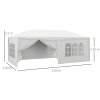 Outsunny 6 x 3(m) Gazebo Canopy Party Tent with 6 Removable Side Walls for Outdoor Event with Windows and Doors, White