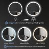 kleankin Round Bathroom Mirror with LED Lights, Wall-Mounted Dimmable Makeup Mirror with 3 Temperature Colours, Defogging Film, Memory Function, Hardwired, 60 x 60cm