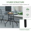 Outsunny 80 cm Round Dining Table with Parasol Hole, Outdoor Coffee End Side Table with Tempered Glass Top, Steel Frame for Garden, Black