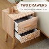 HOMCOM Bedside Table, Bedside Cabinet with 2 Drawers, Nordic Side Table with Wood Legs, Nightstand for Bedroom, Natural