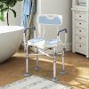 HOMCOM Shower Chair with Upgraded U-shaped Seat and Reinforced Crossbars, Height Adjustable Padded Bath Chair with Non-slip Feet for Elderly Seniors Disabled Handicap, Tool-Free Assembly