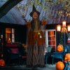 HOMCOM 183 cm Life Size Halloween Animated Standing Fat-Faced Witch with Red Light Up Eyes, Sound Activated Moving Arms & Head, Scary Witch Halloween Decorations, Battery Operated, Indoor Party Props