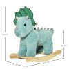 HOMCOM Kids Toddler Rocking Horse Plush Ride On Triceratops Rocker Wooden Base W/ Sound for 3-6 Years Green