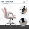Vinsetto Office Chair, Swivel Desk Chair, Velvet Vanity Chair with Adjustable Height and Rolling Wheels for Home Work Study, Pink