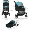 PawHut Dog Pram with Rain Cover Pet Stroller, Foldable Dog Pushchair for Small and Miniature Dogs, Cats - Dark Green