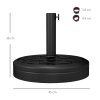 Outsunny 18kg Concrete Parasol Base with Rattan Effect, Heavy Duty Round Umbrella Stand, 45cm Dia. Patio Market Table Garden Parasol Stand for 38mm, 48mm Poles, Black