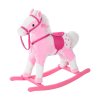 HOMCOM Baby Rocking Horse Plush Ride on Animals Rocker with Sound Handle Grip for Kids 3-6 Years - Pink