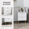 HOMCOM Bedside Table Set of 2, Modern Bedside Cabinets with 2 Drawers and Steel Legs, Side Tables for Living Room, Bedroom, 40 x 35 x 50 cm, White