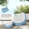 Outsunny Inflatable Chair and Footstool, Inflatable Sofa Lounger with Soft Plush Fabric and Cup Holder, for Camping, Gaming, Reading and Movie Watching, White