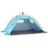 Outsunny 2 Man Pop-up Tent Beach Tent Sun Shelter w/ Windows Doors Hook Sandbags UV Protection Waterproof Outdoor Adventure Garden, Light Blue