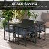 Outsunny 5 Pieces Garden Dining Set, Outdoor Patio Cube Set, 4 Seater Outdoor Table and Chairs with Foldable Backrest, Tempered Glass Top, Handwoven Rope for Poolside, Space-Saving, Dark Grey