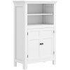 HOMCOM Modern Bathroom Storage Cabinet, Freestanding Bathroom Cabinet with Open Shelves, a Cupboard with Doors and Adjustable Shelves, White