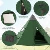 Outsunny 6 Men Tipi Tent, Camping Tent with Mesh Windows, Sewn-in Floor, Two Doors and Carry Bag, Easy Set Up, for Hiking Picnics Outdoor Night, Green