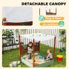 AIYAPLAY Wooden Kids Sandpit Outdoor Sandbox with Canopy with 2 Storage Bins, Funnel, Liner, Chutes, Bucket with Tap for 3-6 Years, 116 x 112.5 x 128 cm, Green