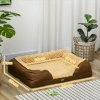 PawHut Dog Sofa Bed Pet Bed Dog Mattress with Removable Washable Cover, Anti-Slip Bottom, for Medium Sized Dogs, 90L x 69W x 21Hcm - Brown