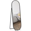HOMCOM 40 x 160cm Full Length Mirror, Floor Standing or Leaning Against Wall Tall Mirror with Support Frame, Oval Full Body Mirror for Bedroom, Living Room, Black