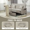 HOMCOM Sectional Sofa Bed, L-Shaped 3 Seater Sofa Bed, Reversible Sleeper Sofa with Pull Out Couch Bed, Cushions, Fabric Futon Sofa Bed for Living Room, Beige