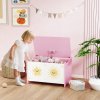 AIYAPLAY Toy Box with Lid, Toy Chest with Safety Hinges for Kids Boys Girls, Kids Storage Box for Living Room, Playroom, Nursery, Bedroom, Pink