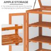 Outsunny 3-tier Wood Greenhouse Garden Polycarbonate Cold Frame Balcony Grow House w/ Storage Shelf for Plants, Flowers, Orange
