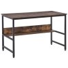 HOMCOM Computer Desk with Storage Shelf, 120 x 60cm Home Office Desk with Metal Frame, Study Table, Easy Assembly