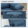 HOMCOM Pull Out Sofa Bed, Fabric 2 Seater Click Clack Sofa Bed Settee with 2 Pocket Springs, Convertible Sofa Couch with Pillows and Side Pockets for Living Room, Home Office, Blue