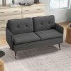 HOMCOM Modern Two Seater Sofa, Button Tufted Loveseat with Cushions and Steel Legs for Living Room, Guest Room