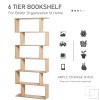 HOMCOM Bookcase, 6 Tier Shelf S Shaped Bookshelf, Storage Unit, Display Shelf for Living Room, Bedroom, Home Office, Plant
