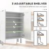 HOMCOM Shoe Cabinet, Compact Shoe Storage Cabinet with Soft-Close Hinges and Adjustable Shelves for 15-20 Pairs of Shoes, High Gloss White