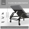 Outsunny Outdoor PE Rattan Sun Lounger, 5-Level Adjustable Backrest Wicker Outdoor Chaise Recliner, Garden Chair with 2 Wheels, Grey