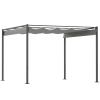Outsunny 3 x 3(m) Garden Pergola with Retractable Roof and Magnetic Fixture, Outdoor Gazebo Pergola Kit Sun Shade Canopy, UPF30+, Grey