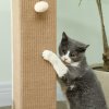 PawHut Cat Scratching Post for Indoor Cats, 81cm Cat Scratcher, Vertical Full Scratcher with Natural Jute Rope, Hanging Ball and Soft Plush, Beige