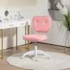 Vinsetto Cute Armless Office Chair, Small PU Leather Computer Desk Chair with Adjustable Height, Swivel Wheels, Mid Back, Pink