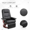 HOMCOM 360° Swivel Recliner Chair with Footstool, Manual Recliner Armchair with Wooden Base, Linen-Like Upholstered Reclining Chair for Living Room, Bedroom, Office, Black