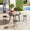 Outsunny Folding Stool Set of 4, Decorative Garden Stool Chair with Safety Latch, Foldable Garden Stools with Powder-Coated Steel Legs HDPE Seat and Handle for Indoor and Outdoor, Charcoal Grey